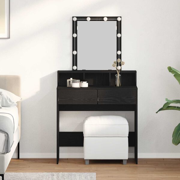 vidaXL Dressing Table sahtliga Must tamm 80 x 41 x 144.5 cm Tehispuit