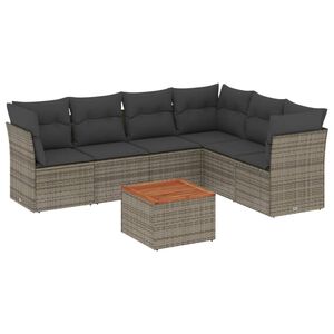 vidaXL 7-osaline aiadiivani komplekt patjadega, hall, pol&uuml;rotang