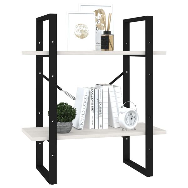 vidaXL 2-korruseline raamaturiiul, 60 x 30 x 70 cm, valge, männipuit