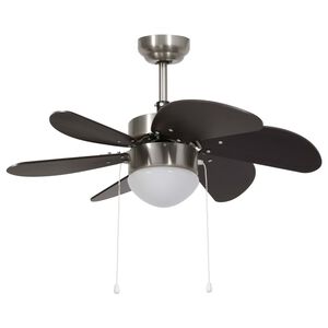 vidaXL laeventilaator valgustusega, 76 cm, tumepruun