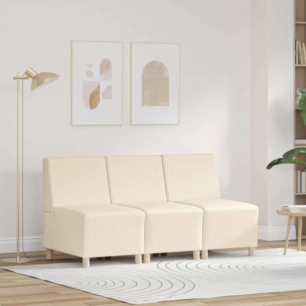 vidaXL Käetugedeta mooduldiivani element 3 pcs cream 55 x 74 x 82 cm