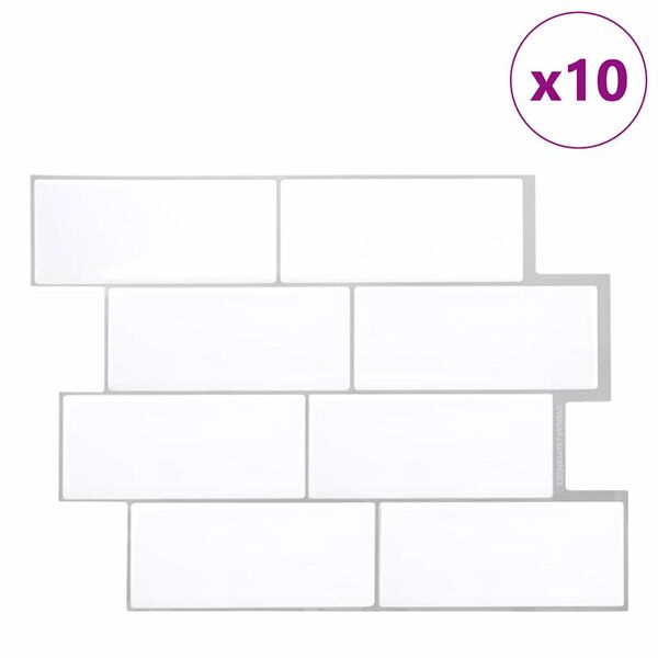 vidaXL Dekoratiivsed kleebised 10 pcs Valge Hall 29,4 x 21,4 x 0,8 cm