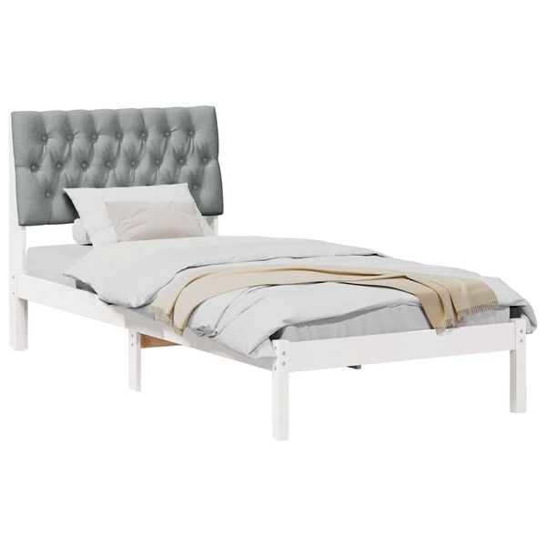 vidaXL Voodiraam Pehme Peatoega peaga Valge 90 x 190 cm M&auml;nnipuit