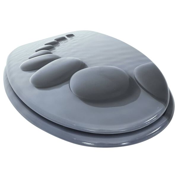 vidaXL WC prill-laud vaikselt sulguv, MDF, kivide disainiga