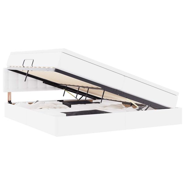 vidaXL LED-valgusega hoiuvoodi LEDiga Helehall 200 x 200 cm Kunstnahk