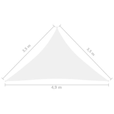 vidaXL päikesepuri, oxford-kangast, kolmnurkne, 3,5x3,5x4,9 m, valge