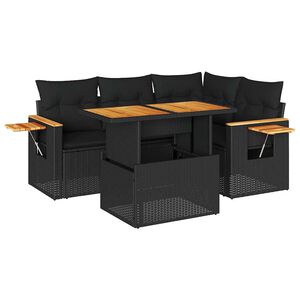 vidaXL 5-osaline aiadiivani komplekt patjadega, must, pol&uuml;rotang