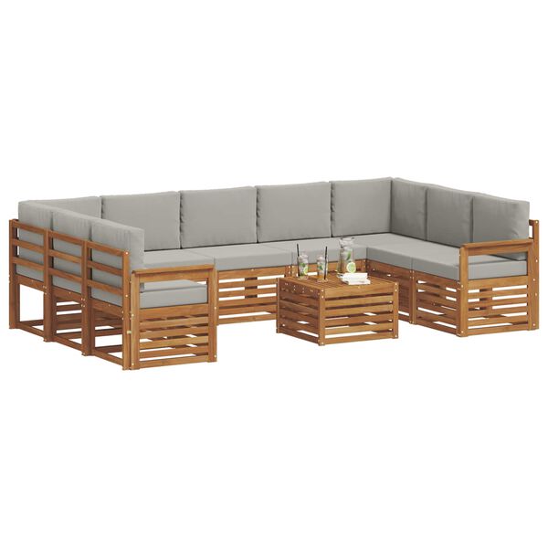 vidaXL Diivanikomplektid padjaga 10 pcs Looduslik ja Hele Hall