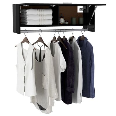vidaXL garderoob, kõrgläikega must, 100 x 32,5 x 35 cm, puitlaastplaat