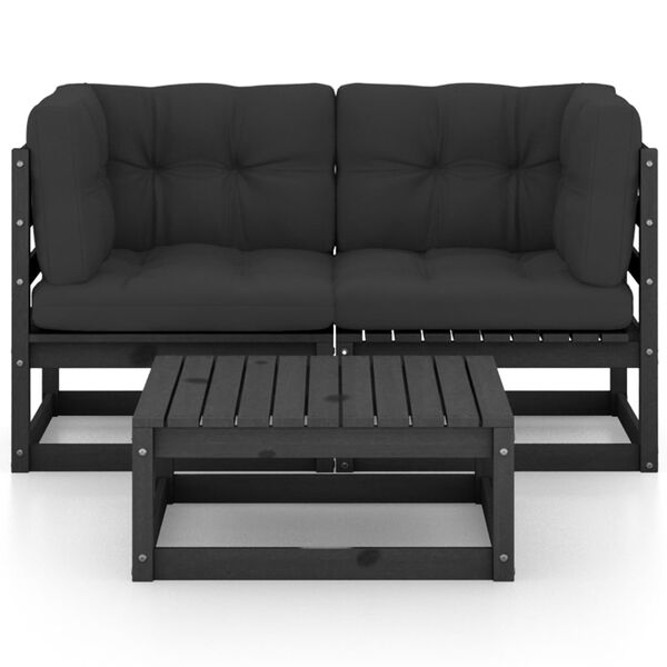 vidaXL 3-osaline aiam&ouml;&ouml;bli komplekt istmepatjadega, toekas m&auml;nnipuit