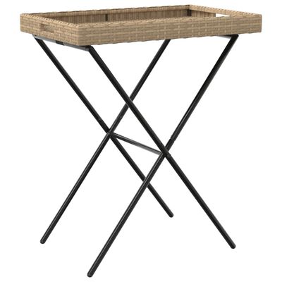 vidaXL kokkupandav laud kandikuga, beež, 65x40x75 cm, polürotang
