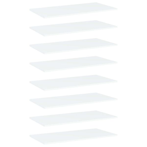 vidaXL riiuliplaadid 8 tk, valge, 80x40x1,5 cm, puitlaastplaat