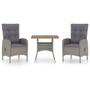 vidaXL 3-osaline aiam&ouml;&ouml;blikomplekt, pol&uuml;rotang ja akaatsiapuit, hall