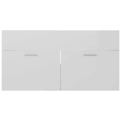 vidaXL valamukapp, kõrgläikega valge, 90x38,5x46 cm, puitlaastplaat