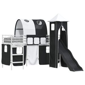 vidaXL Laste Lofti Voodi Raam Valge ja must 74,5 x 190 cm Metall