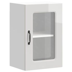 vidaXL k&ouml;&ouml;gi seinakapp klaasuksega "Kalmar", k&otilde;rgl&auml;ikega valge, t&ouml;&ouml;deldud puit