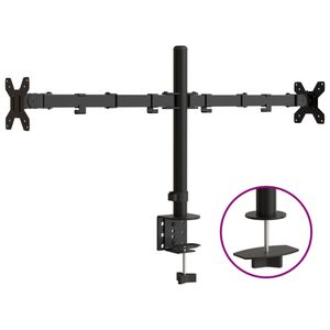 vidaXL kahe monitori alus, must, teras VESA 75/100 mm
