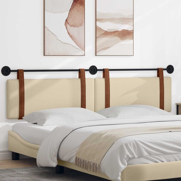 vidaXL Rippuv Peatoe &Uuml;ksv&auml;rviline cream 210 x 55 x 5 cm Antiik PU