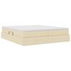 vidaXL Voodi hoiukohaga ja madratsiga cream 180 x 200 cm Pol&uuml;ester