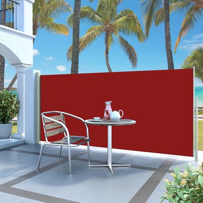 vidaXL lahtitõmmatav terrassi külgsein, 140 x 300 cm, punane