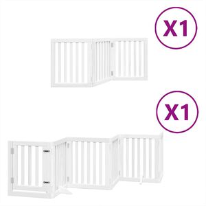 vidaXL kokkupandav koerav&auml;rav uksega, 9 paneeli, valge 450 cm, pappel