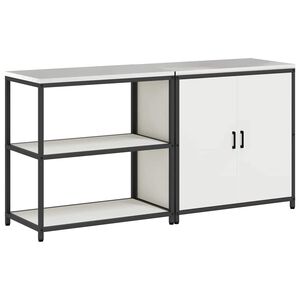 vidaXL K&ouml;&ouml;givarustus riiuliga uksega 2 pcs Valge K&uuml;lmvalmistatud teras