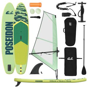 vidaXL Kootud SUP laud purjega POSEIDON 330 x 76 x 15 cm Roheline