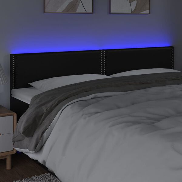 vidaXL LED-voodipeats, must, 180x5x78/88 cm, kunstnahk