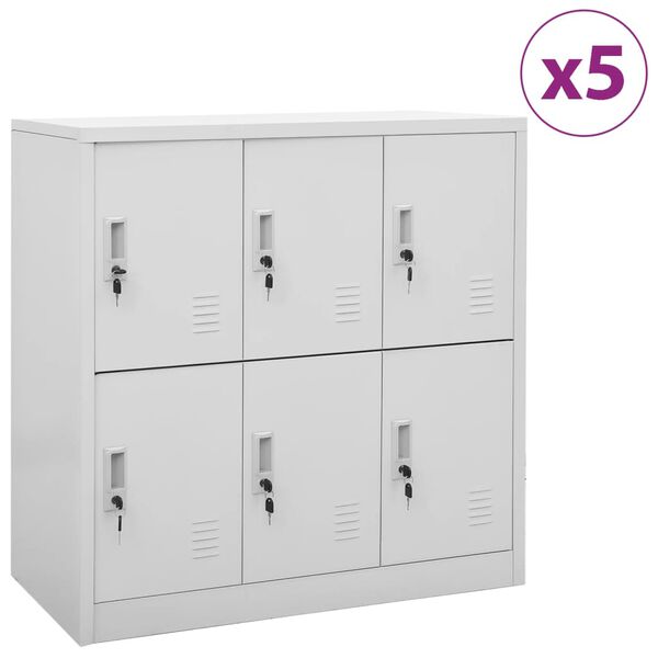 vidaXL lukustatavad hoiukapid 5 tk, helehall, 90x45x92.5 cm, teras