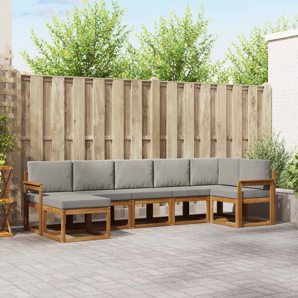 vidaXL V&auml;li diivanikomplekt padjaga 7 pcs Looduslik ja Hele Hall