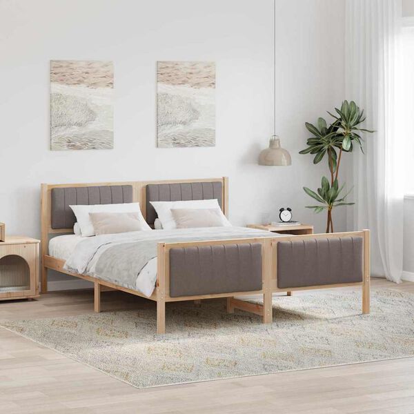 vidaXL Beti raam peaga Pruun ja taupe 160 x 200 cm M&auml;nnipuit