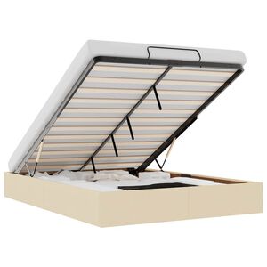 vidaXL Ottomani voodiraam ilma madratsita, kreemjas, 140x200cm, kangas
