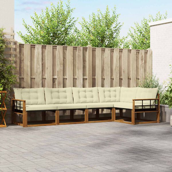 vidaXL V&auml;li diivanikomplekt padjaga 5 pcs Looduslik ja kreem