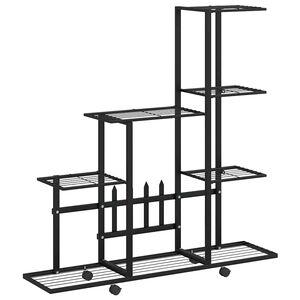 vidaXL lillealus ratastel, 94.5x25x92.5 cm, must, metall