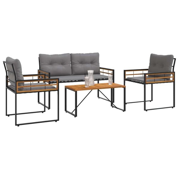 vidaXL Välis mööbli komplekt padjaga 4 pcs Helehall