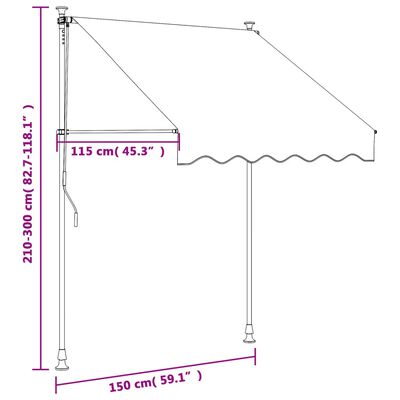 vidaXL sissetõmmatav varikatus, kreemjas, 150x150 cm, kangas/teras