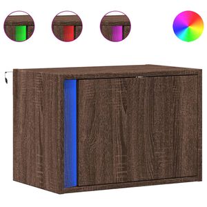 vidaXL seinale kinnitatav &ouml;&ouml;kapp LED-tuledega, pruun tamm