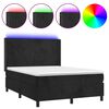 vidaXL kontinentaalvoodi madrats ja LED, must, 140x200 cm, samet
