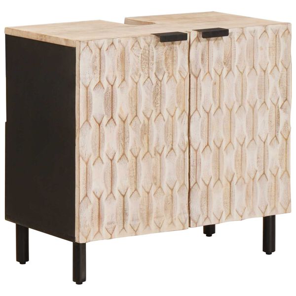 vidaXL Vannitoa komplektid Valge pesu viimistlus Tugev mango puu