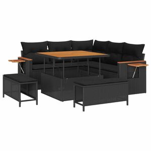 vidaXL Aia Diivanikomplekt padjaga 9 pcs Must pol&uuml;rotang