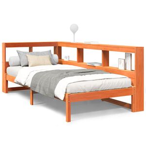 vidaXL riiuliga voodi ilma madratsita, vahapruun, 100x200cm, männipuit