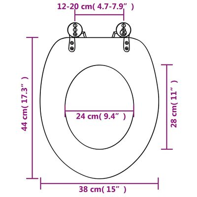 vidaXL WC prill-laud vaikselt sulguv, MDF, kivide disainiga