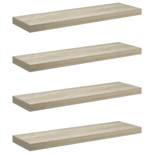 vidaXL seinariiulid, 4 tk, tammev&auml;rvi, 80 x 23,5 x 3,8 cm MDF