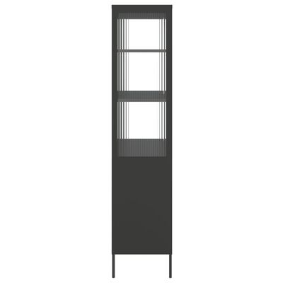 vidaXL kõrge kapp, must, 90 x 40 x 180 cm, klaas ja teras