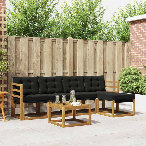 vidaXL V&auml;li diivanikomplekt padjaga 6 pcs Looduslik ja must