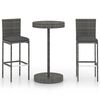 vidaXL 3-osaline aia baarikomplekt patjadega, pol&uuml;rotang, hall