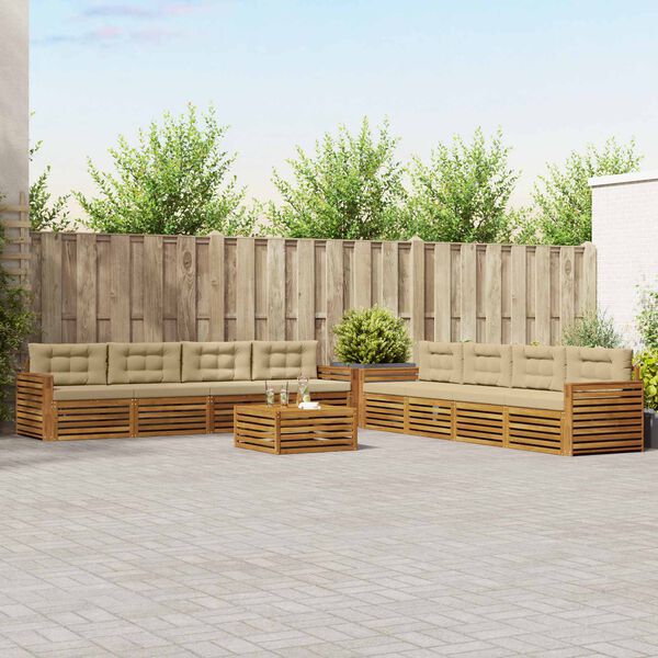 vidaXL V&auml;li diivanikomplekt padjaga 9 pcs Looduslik ja beež