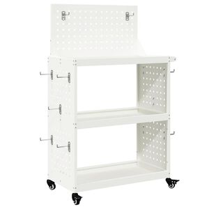 vidaXL T&ouml;&ouml;riistade k&auml;ru Valge 65 x 35 x 111 cm K&uuml;lmvalmistatud teras