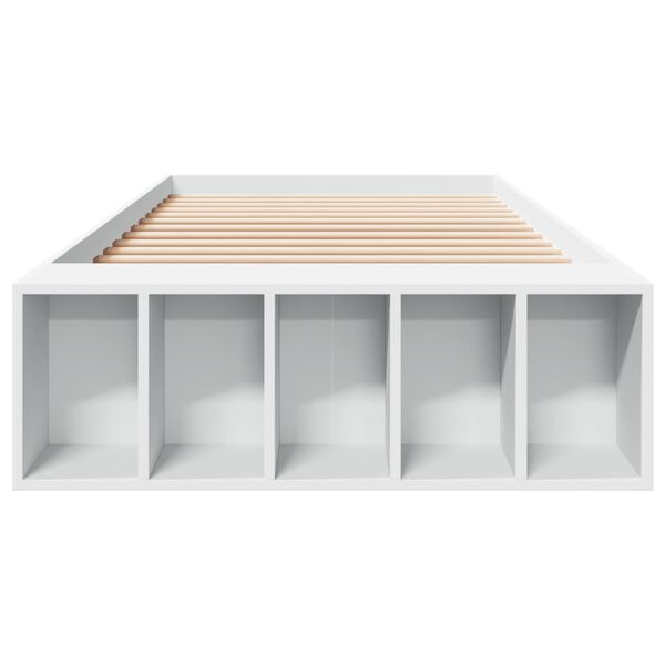 vidaXL voodiraam, valge, 90 x 190 cm, teras ja tehispuit