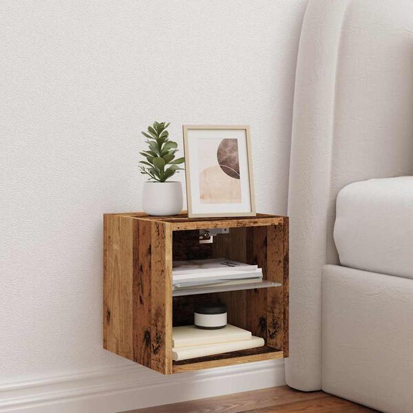 vidaXL TV Seinakapp LED-valgustitega Vana puit 30x28,5x30 cm